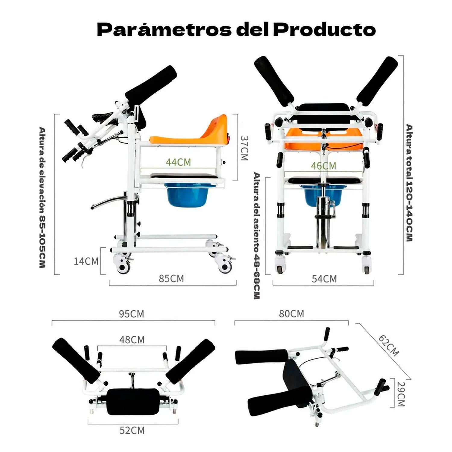 Silla de Transferencia Multifuncional Hidraulica y Elevador de Pacientes