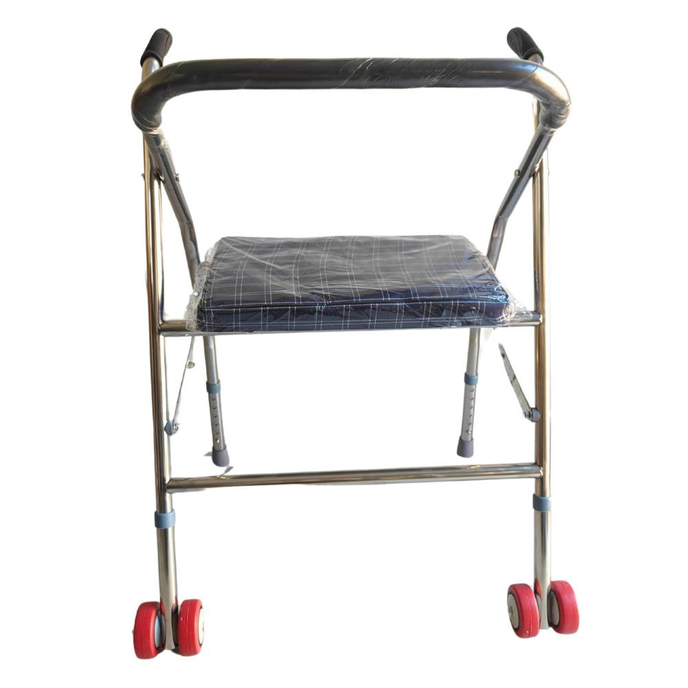 Andador Burrito Plegable Asiento Y 2 Ruedas - Plateado