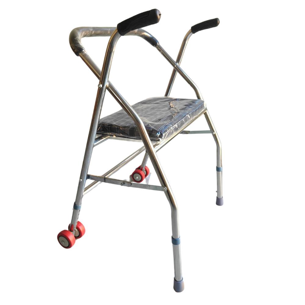 Andador Burrito Plegable Asiento Y 2 Ruedas - Plateado
