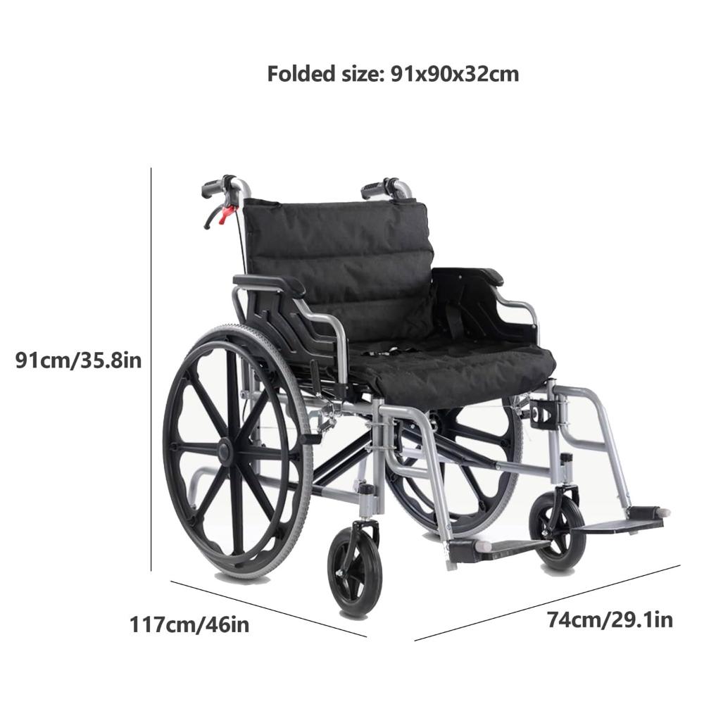 Silla De Ruedas Bariátrica 55 Cm Reforzada - Negro