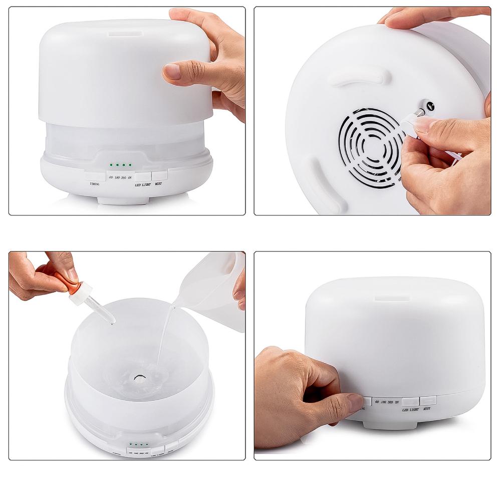 Humidificador Ultrasonico Difusor 500ml + 5 Esencias De Regalo 10ml c/u