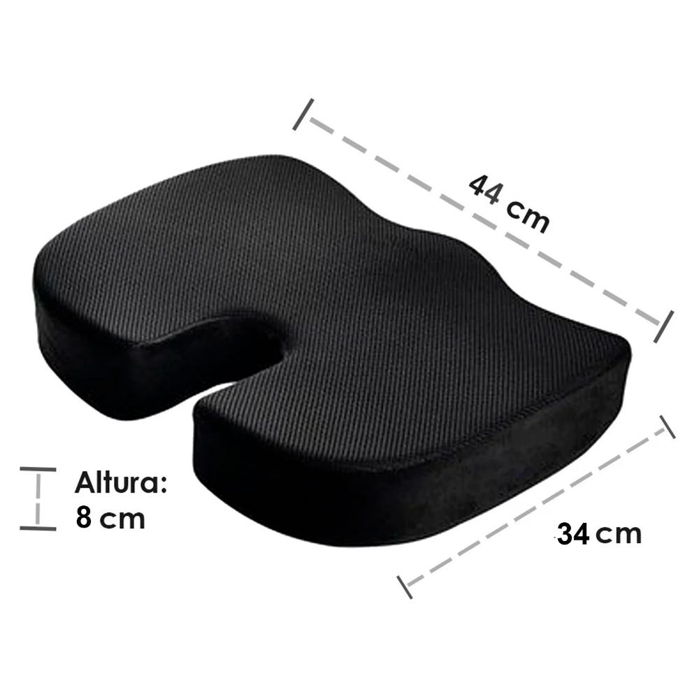 Cojin Memoria Lumbar Ortopedico Para Asiento Silla - Negro