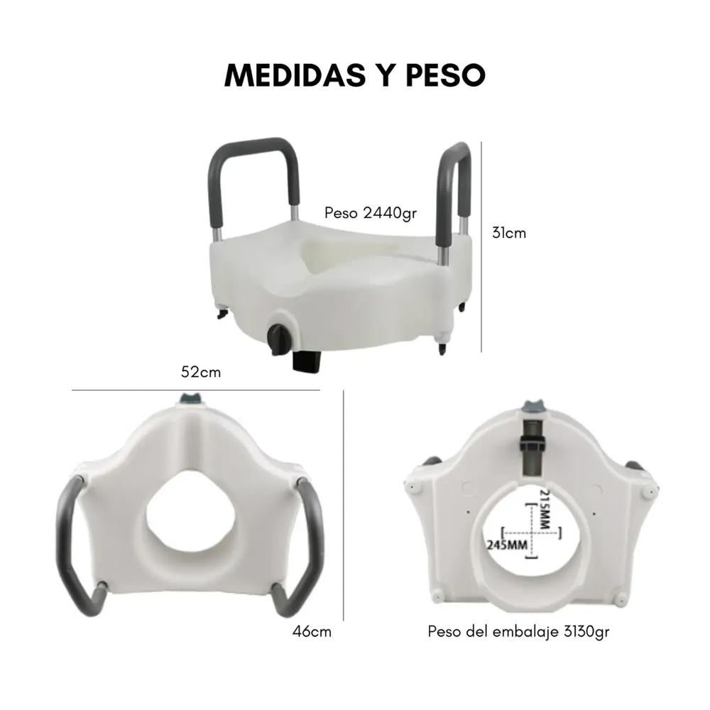 Alza Baño Wc Con Apoya Brazos Color Blanco