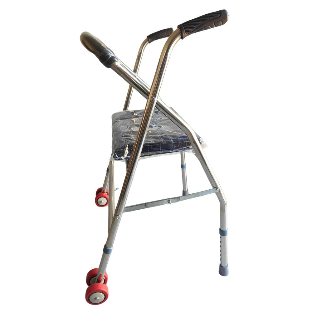 Andador Burrito Plegable Asiento Y 2 Ruedas - Plateado