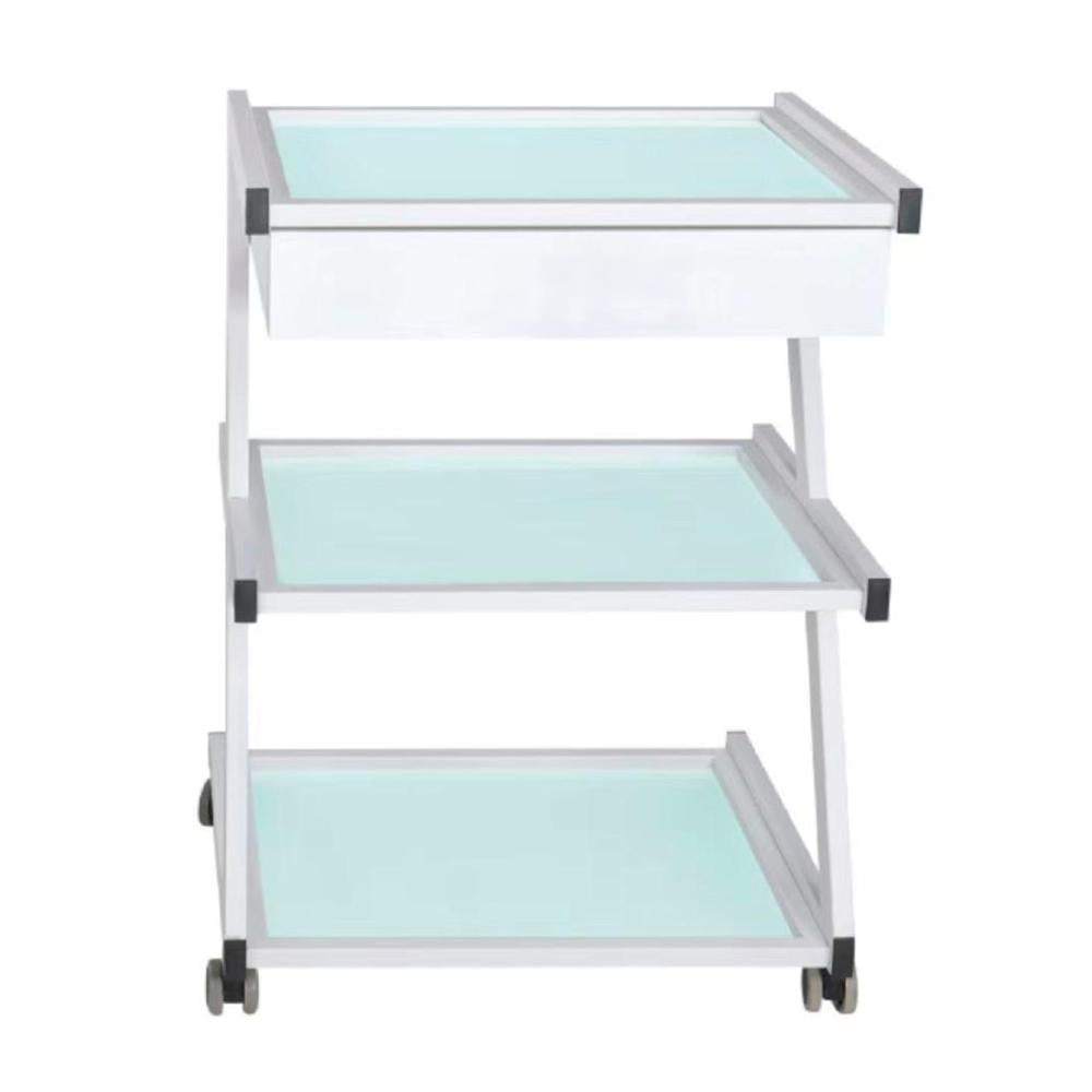 Mesa Auxiliar Centro Estética 3 niveles con cajón de madera