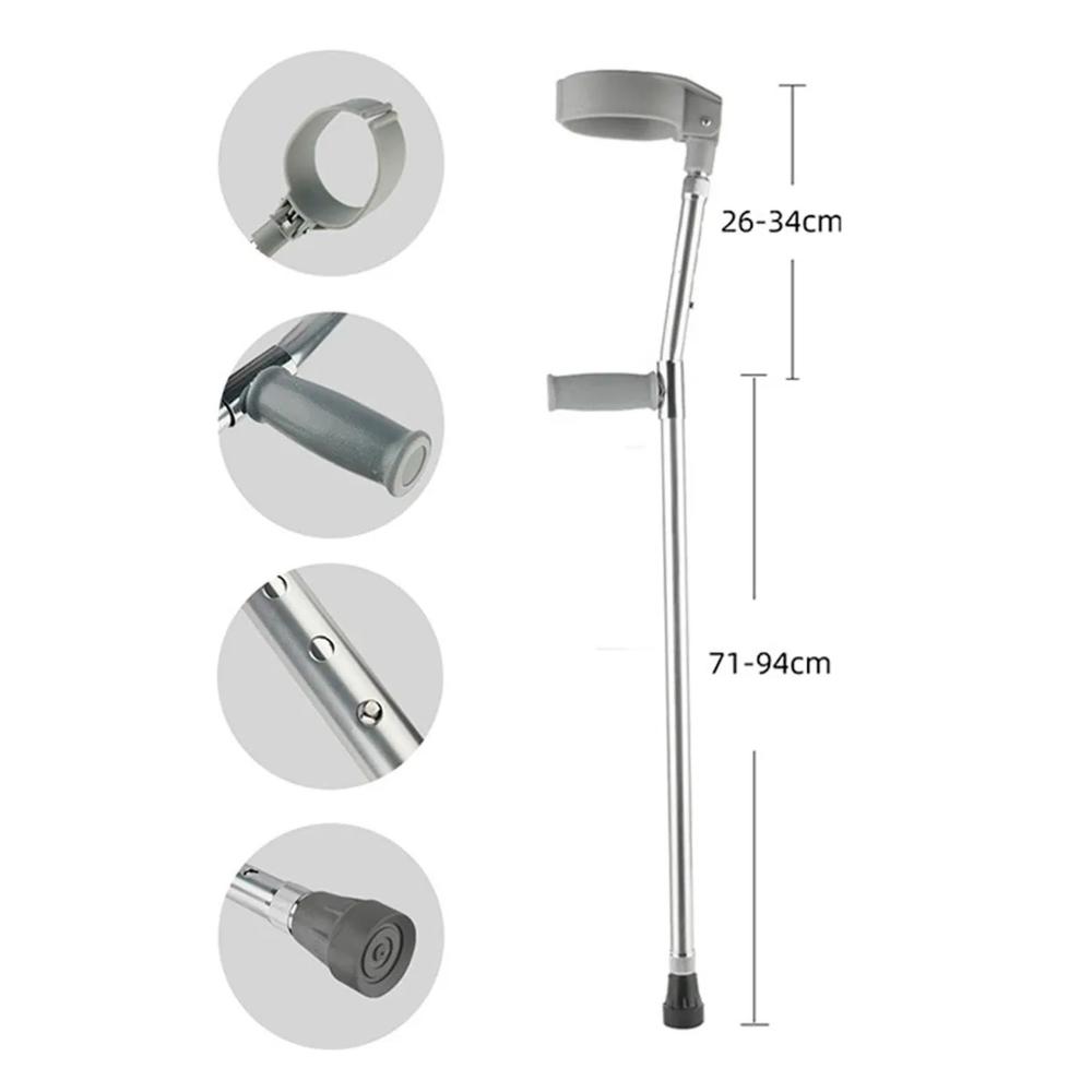 Bastón Canadiense Codera Móvil Ajustable Extensible Aluminio - Plateado