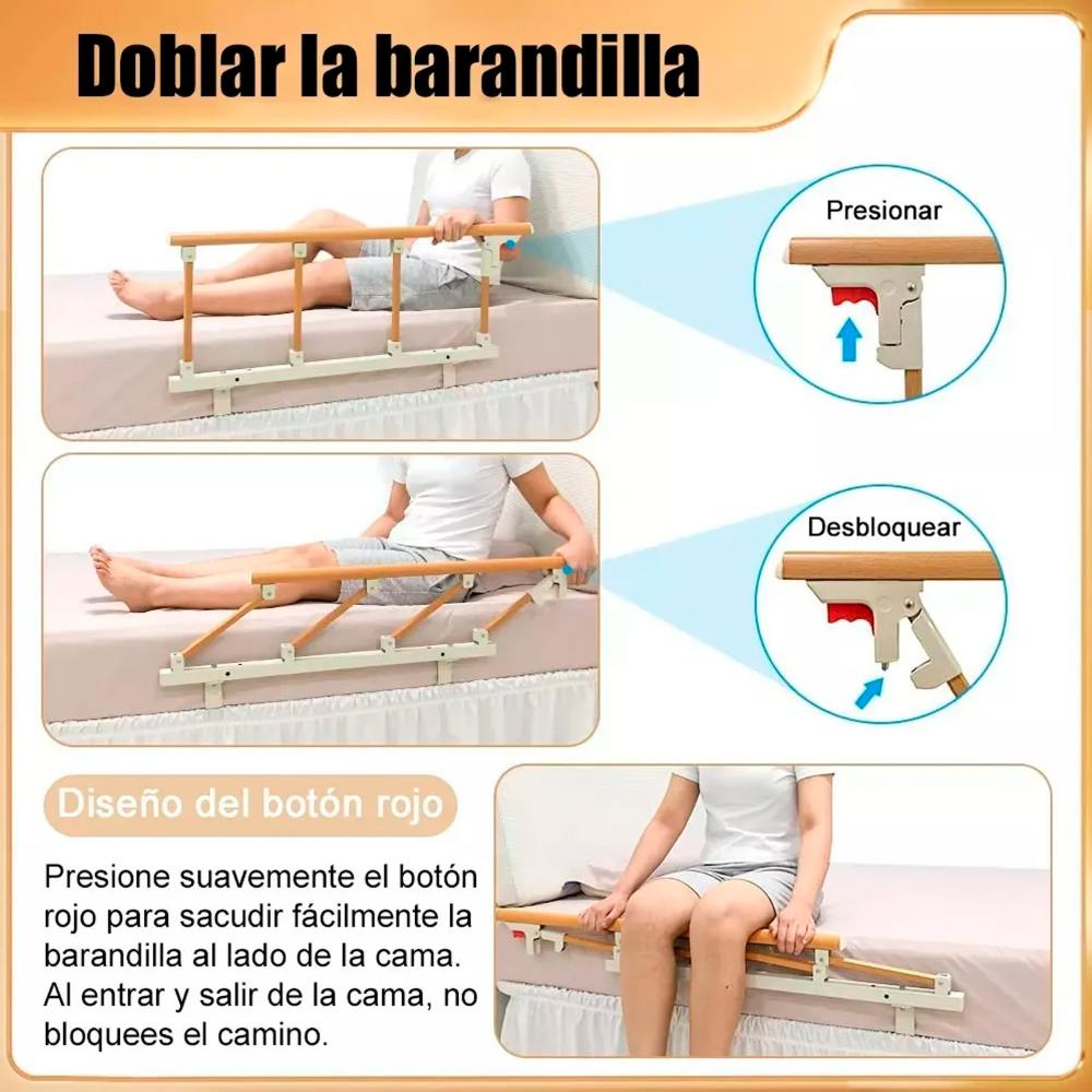 Baranda De Cama Lateral Anti Caída Para Cuidado Adulto Mayor Marrón - Café
