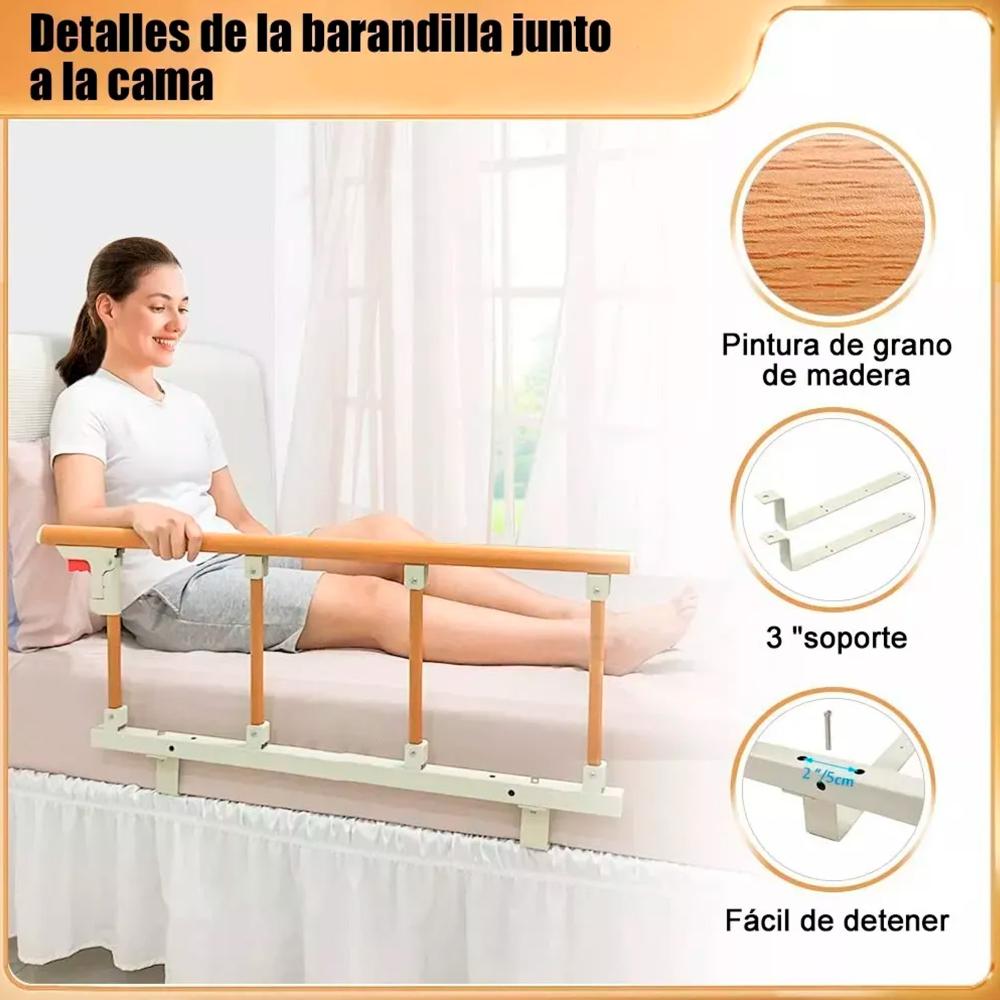 Baranda De Cama Lateral Anti Caída Para Cuidado Adulto Mayor Marrón - Café