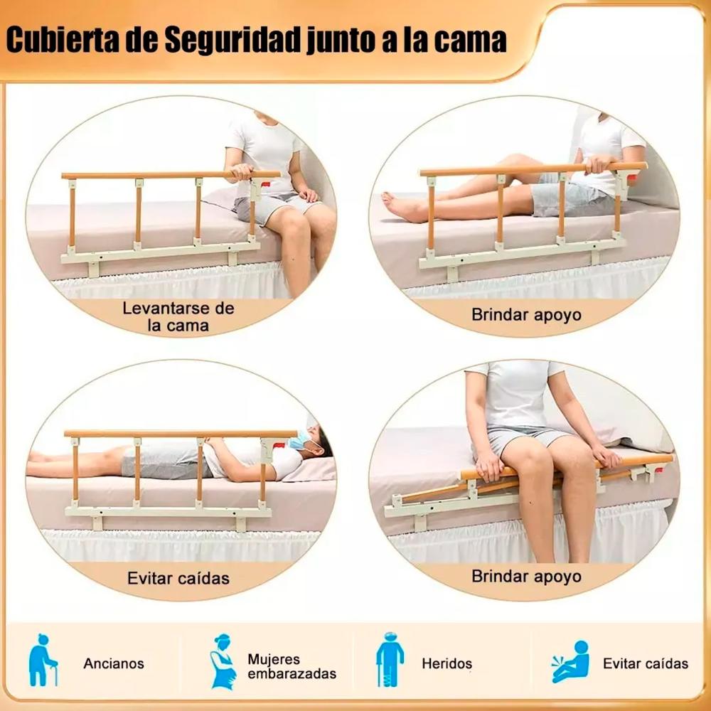 Baranda De Cama Lateral Anti Caída Para Cuidado Adulto Mayor Marrón - Café