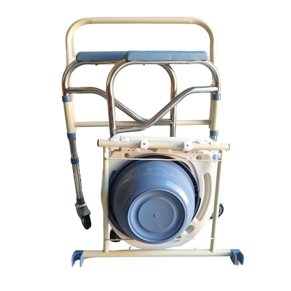 Baño Wc Inodoro Portátil Con Ruedas Silla Plegable - Blanco