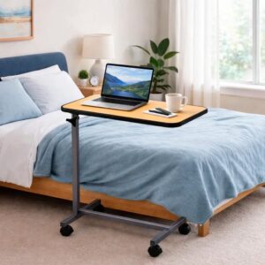 Mesa Auxiliar Con Ruedas Para Cama Clínica - Café - Imagen 6
