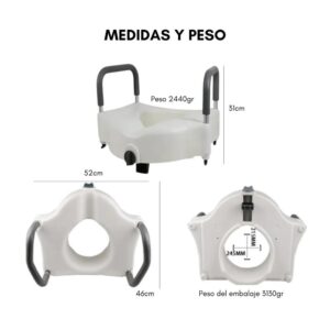 Alza Baño Wc Con Apoya Brazos Color Blanco - Imagen 8